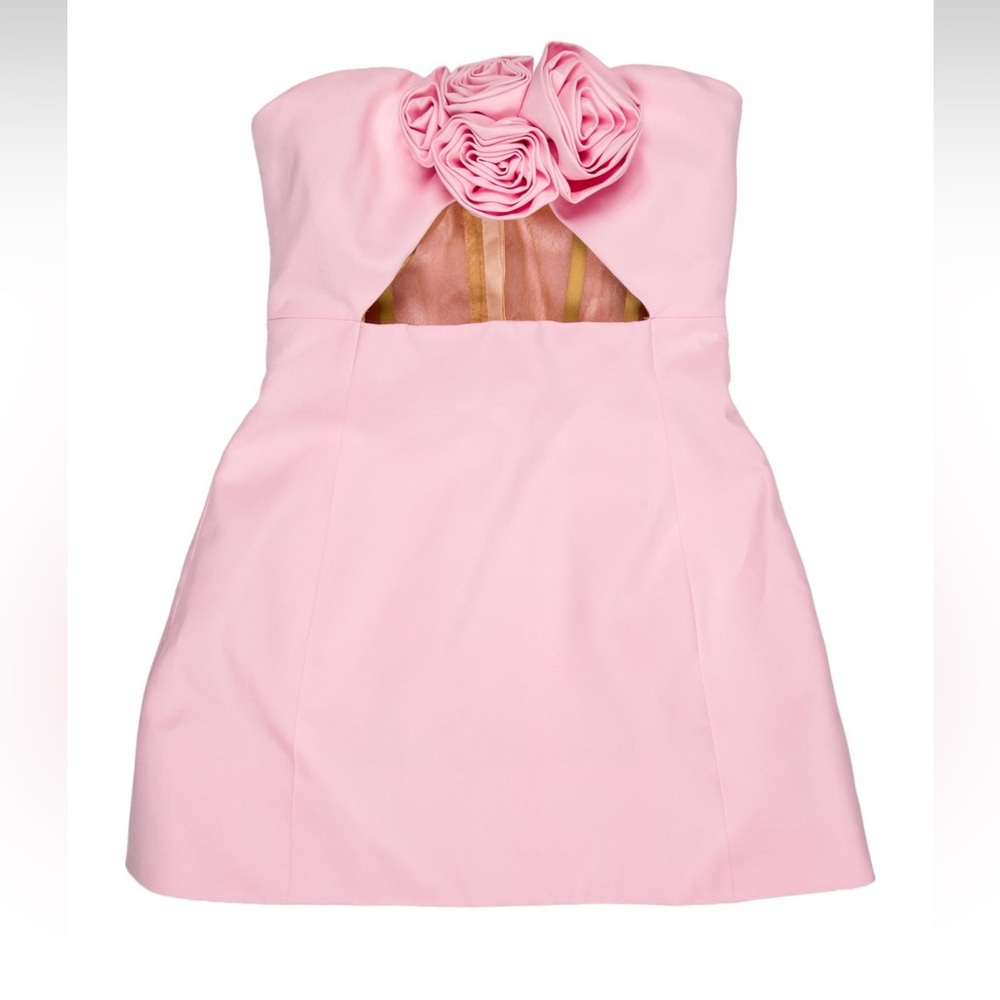 Magda Butrym Pink floral Strapless mini dress- size 2 - Picture 3 of 5